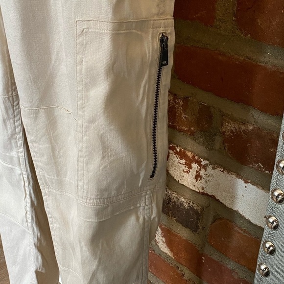VINCE Ivory Linen Blend Cargo Jogger Trouser Pants - Picture 7 of 9